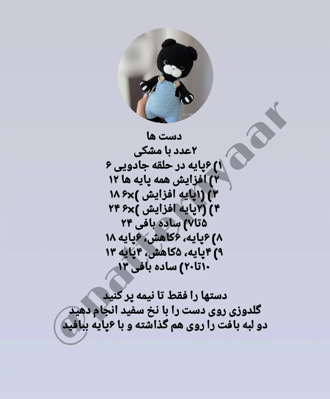 دستور بافت رایگان گربه سیاه