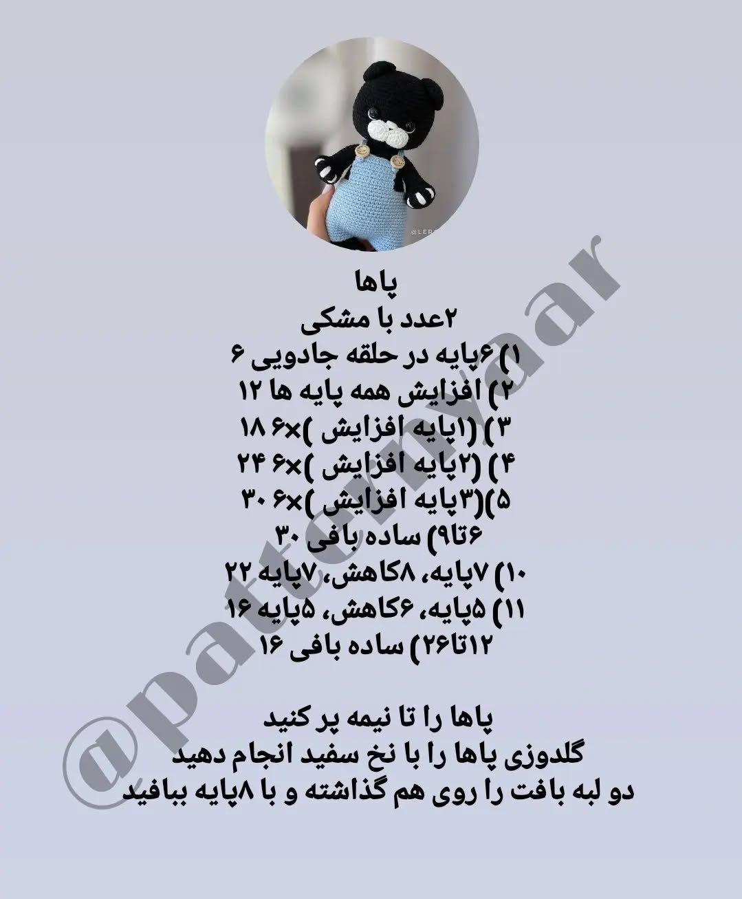 دستور بافت رایگان گربه سیاه