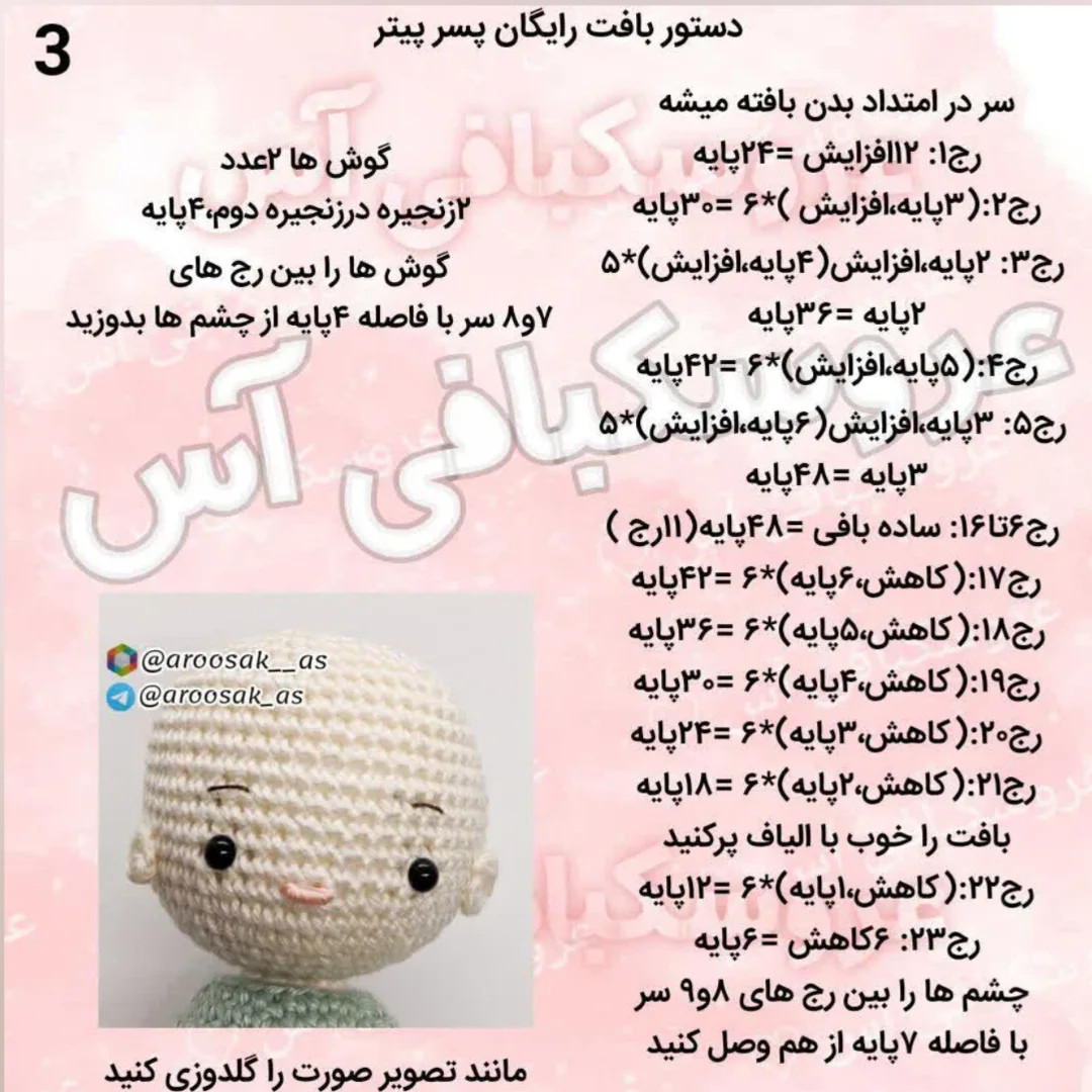 دستورالعمل قلاب‌بافی عروسک جذاب با کلاه قرمز