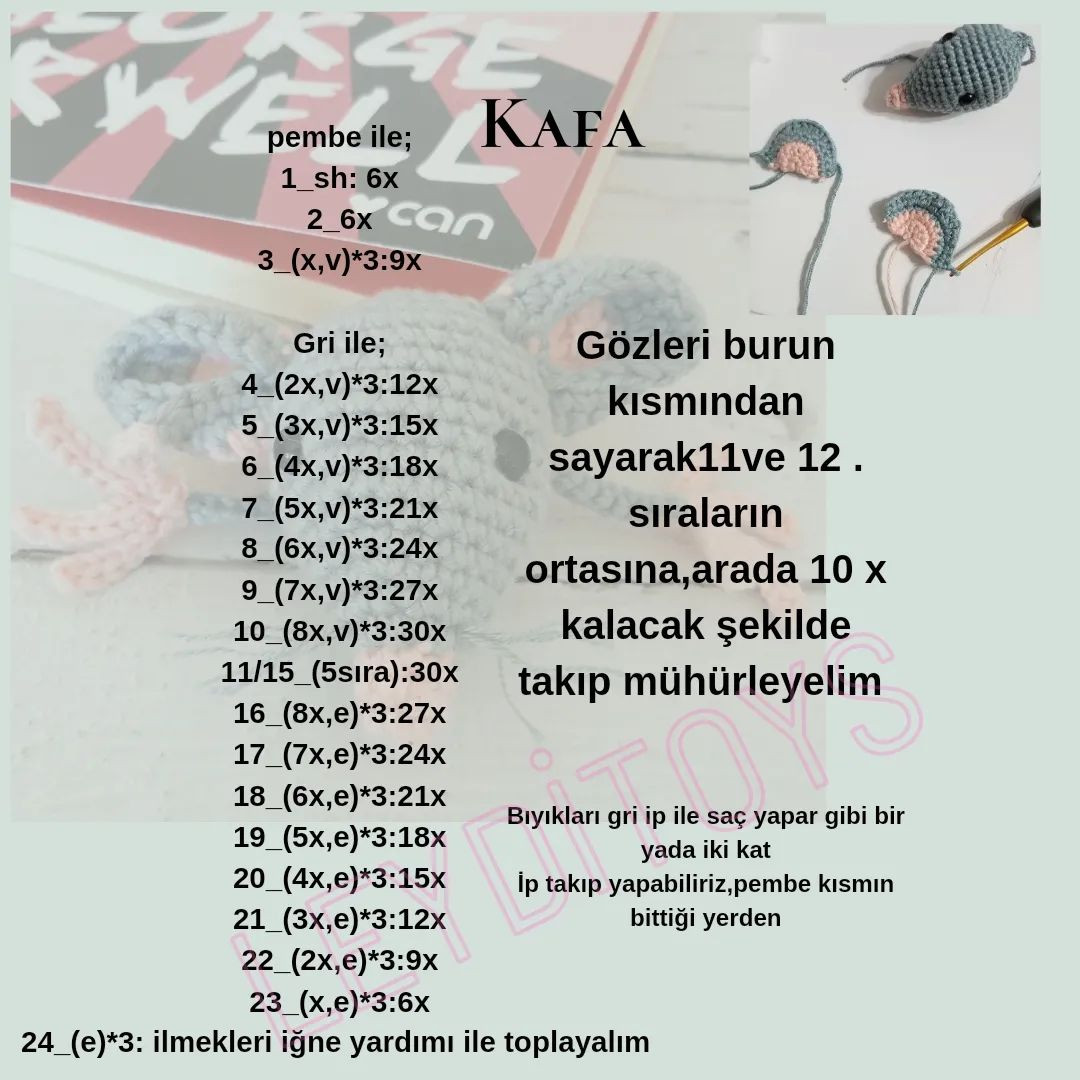 Fare Şeklinde Örgü Kitap Ayracı Yapımı - Ücretsiz Tarif