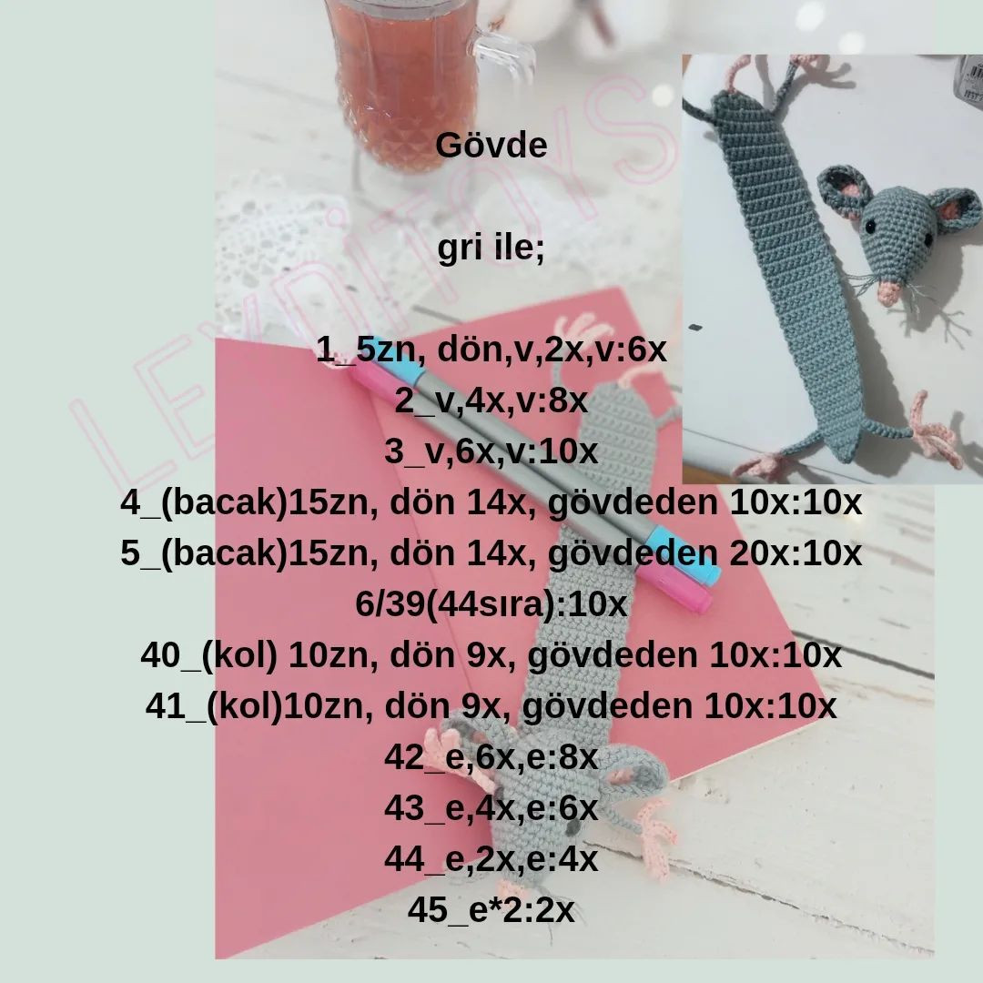 Fare Şeklinde Örgü Kitap Ayracı Yapımı - Ücretsiz Tarif