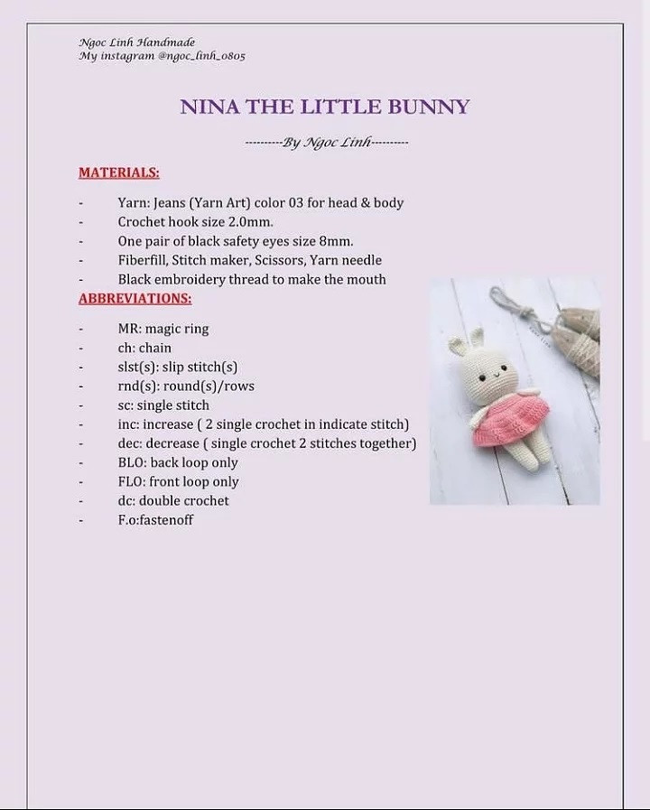 Free Crochet Pattern: Adorable Bunny in Pink Dress