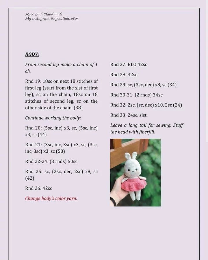 Free Crochet Pattern: Adorable Bunny in Pink Dress