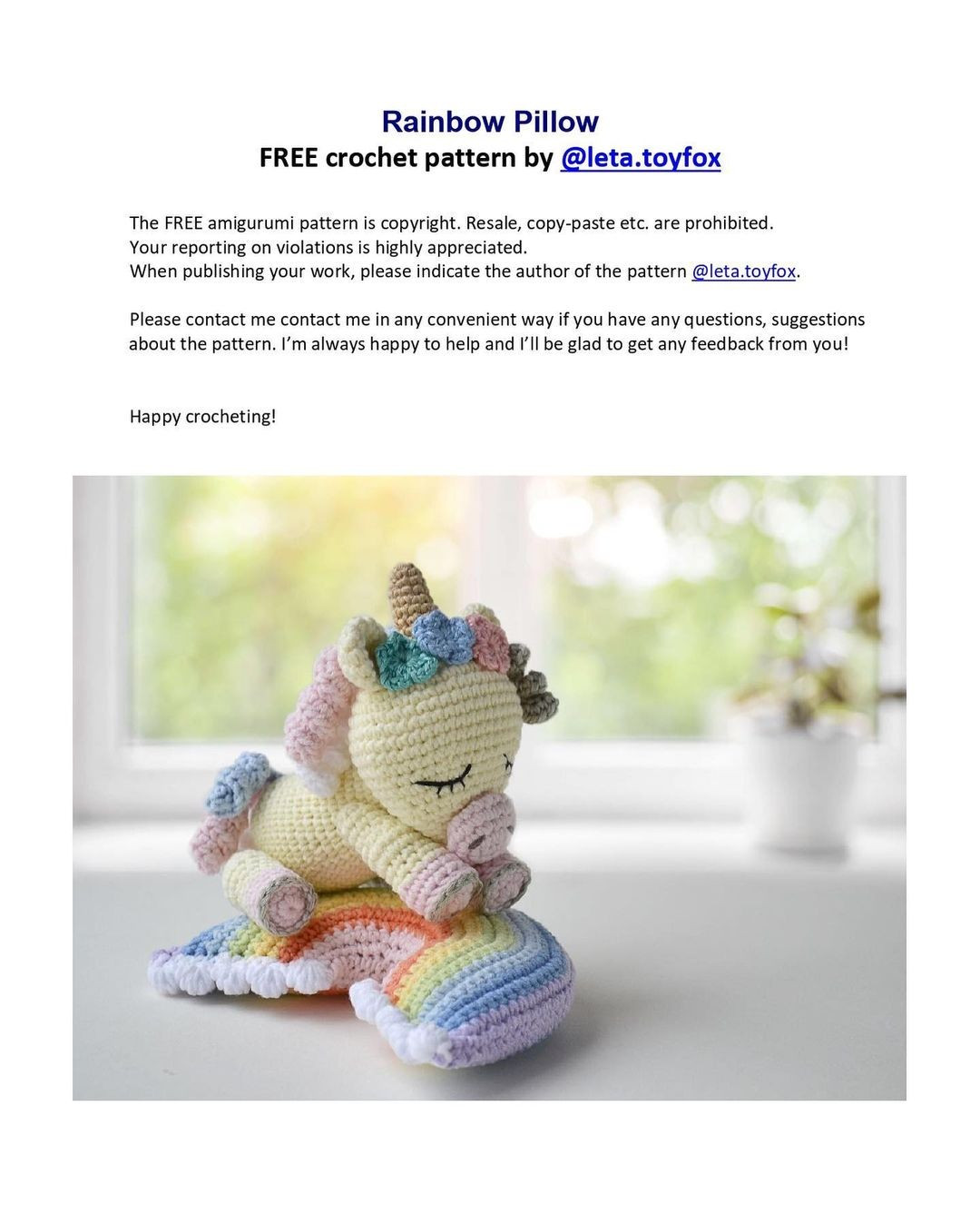 Free Crochet Pattern for a Colorful Rainbow Pillow