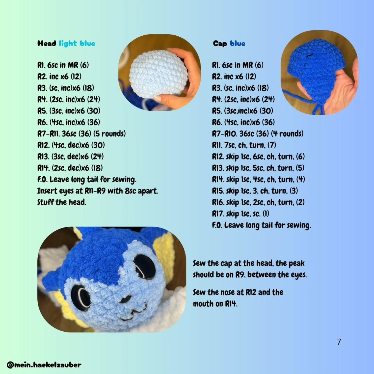 Free Crochet Pattern for Cute Blue Creature Amigurumi