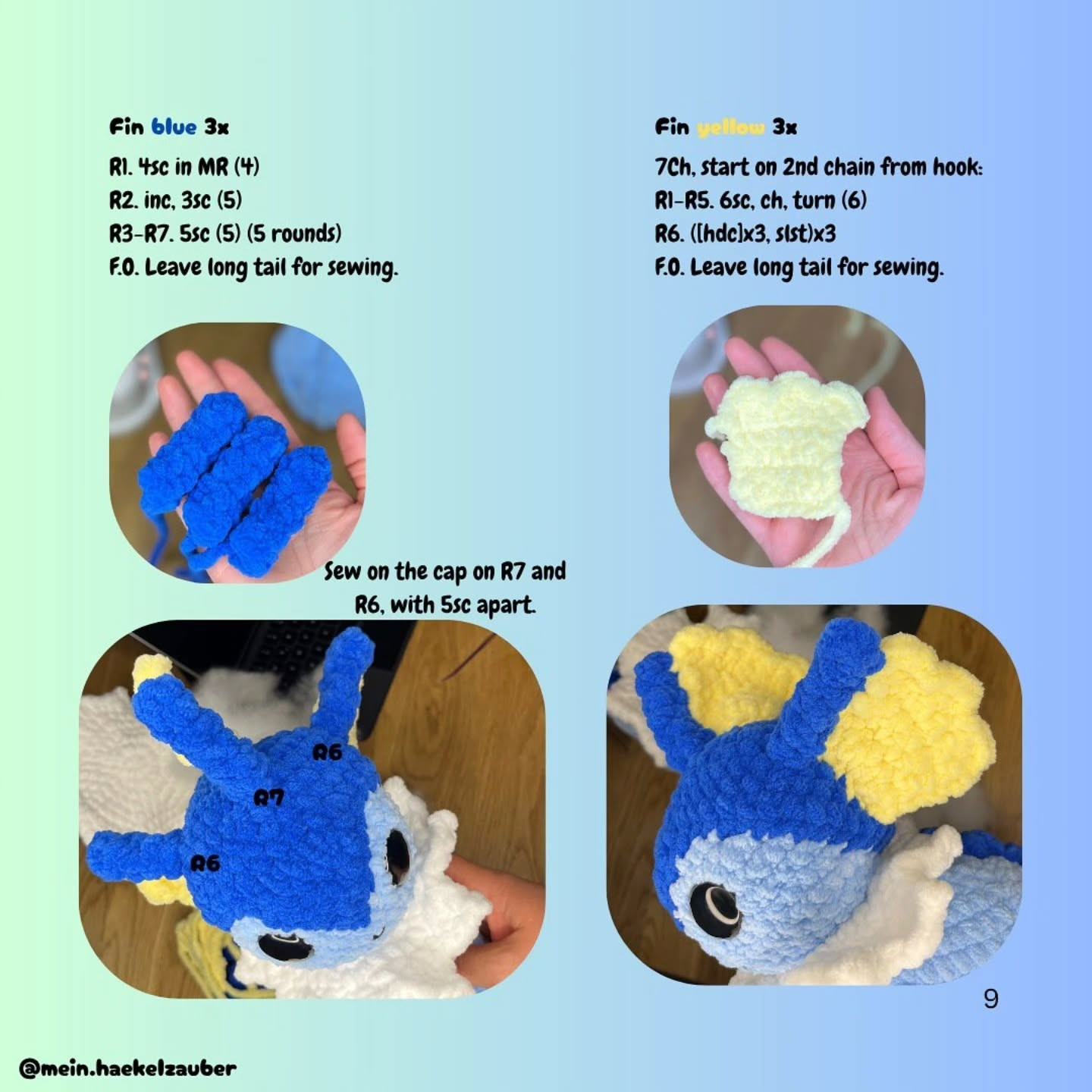 Free Crochet Pattern for Cute Blue Creature Amigurumi