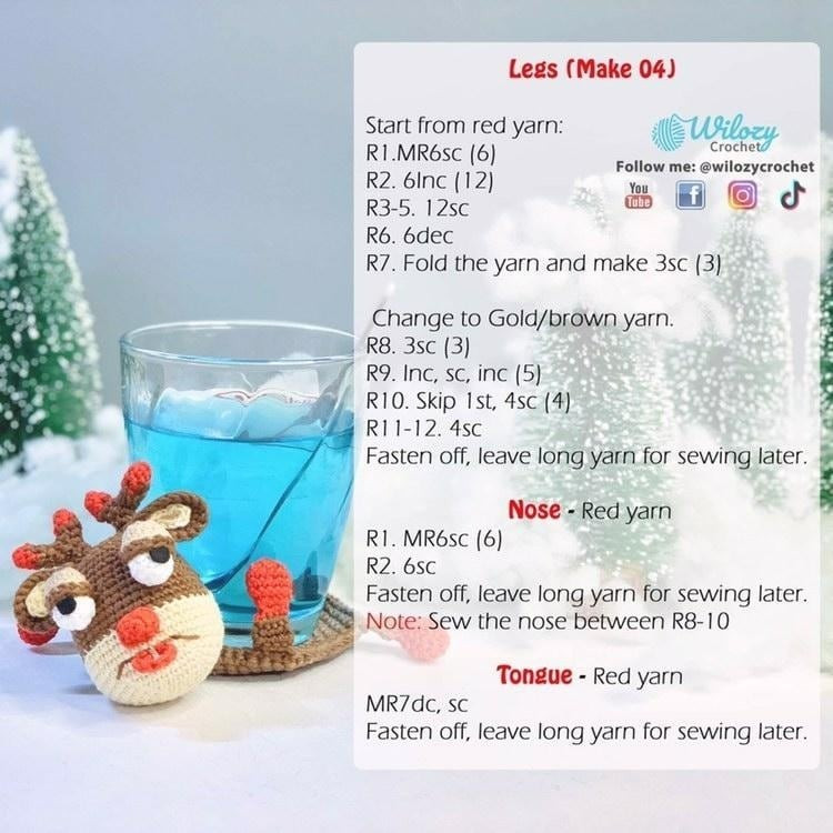 Free Crochet Pattern for Cute Reindeer Coasters