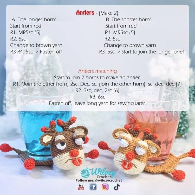 Free Crochet Pattern for Cute Reindeer Coasters