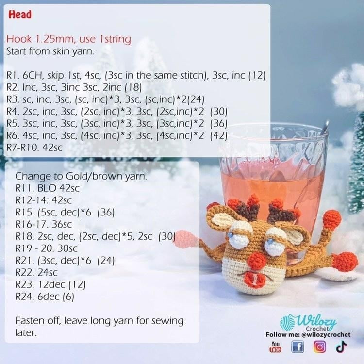Free Crochet Pattern for Cute Reindeer Coasters