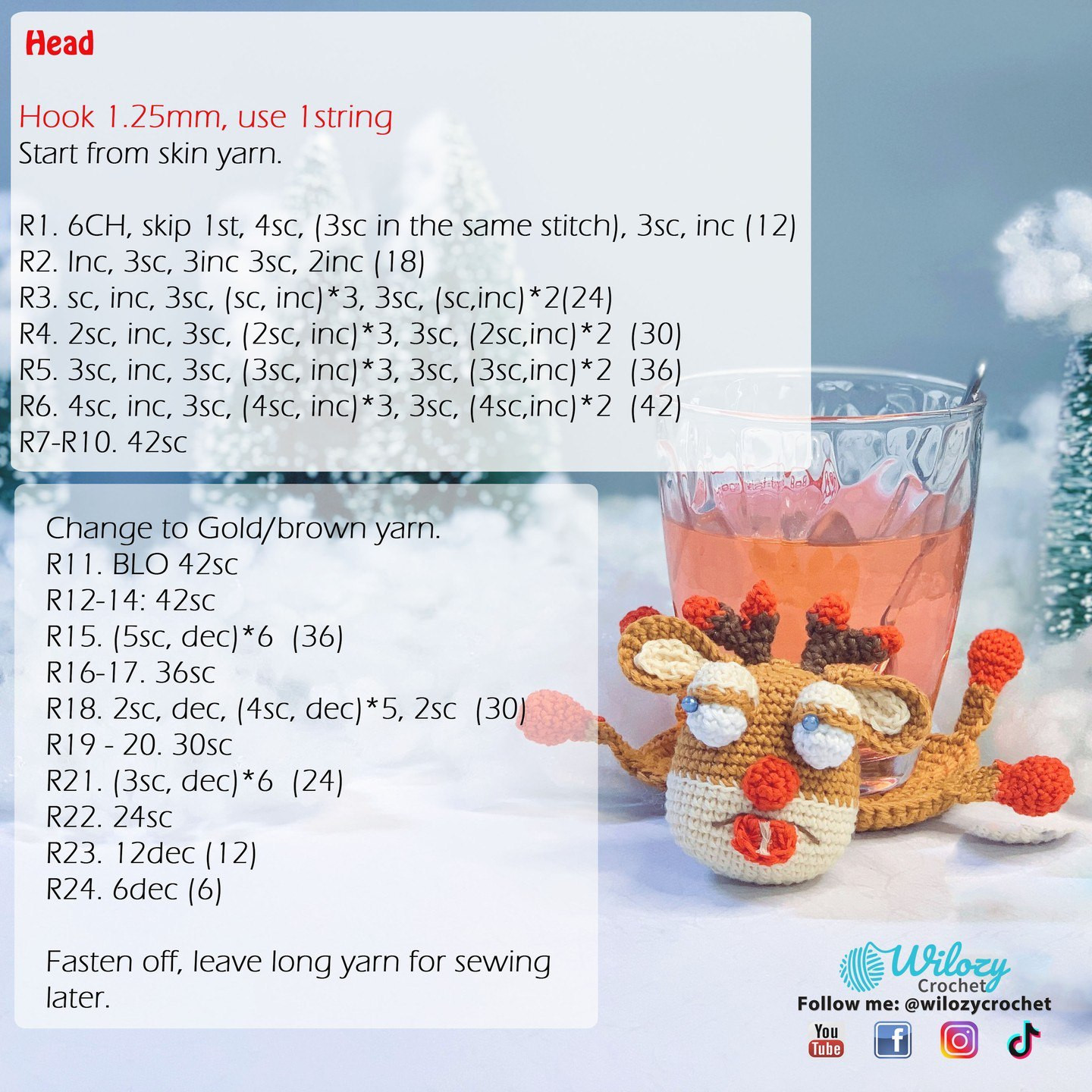 Free Crochet Pattern for Cute Reindeer Coasters