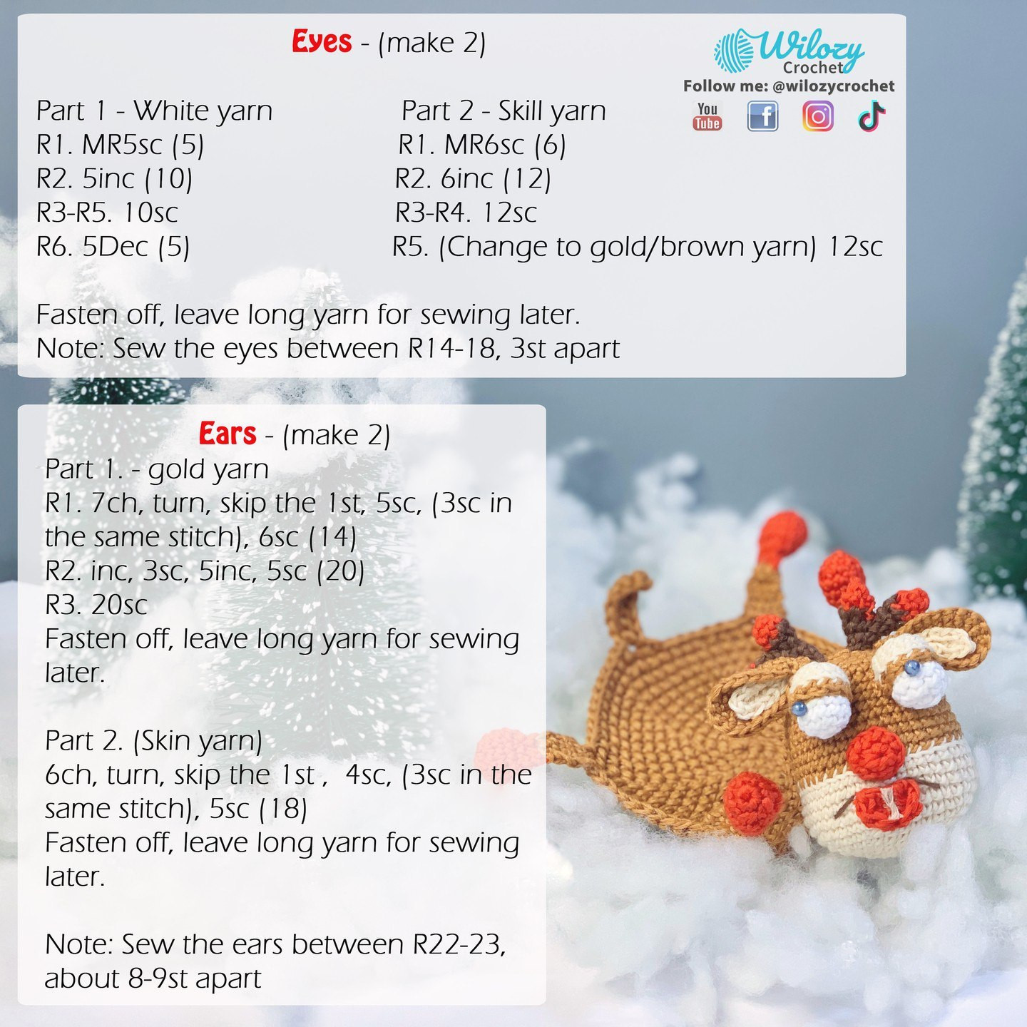 Free Crochet Pattern for Cute Reindeer Coasters