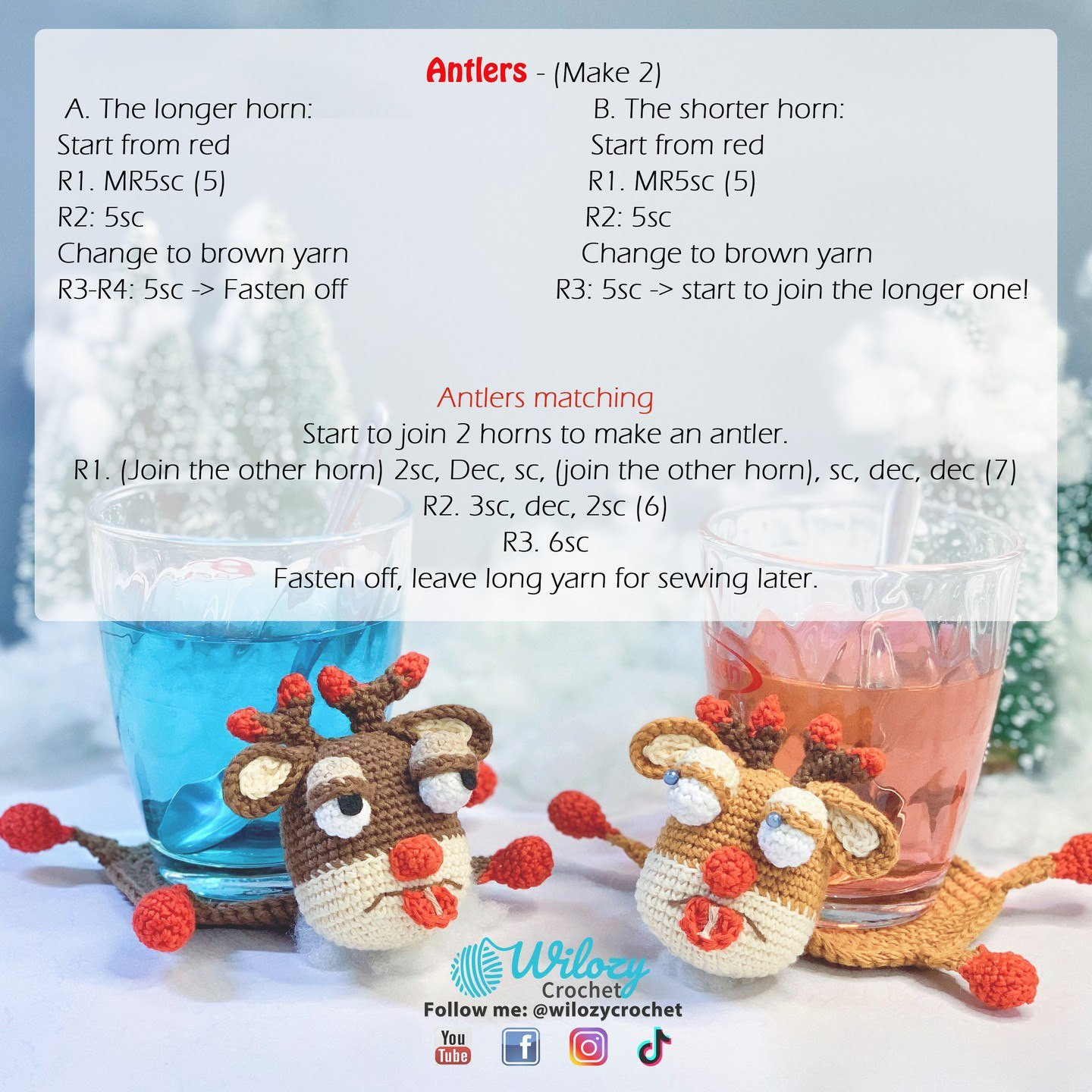 Free Crochet Pattern for Cute Reindeer Coasters