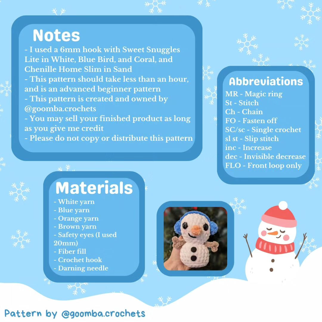 Free Crochet Pattern for Cute Snowman Amigurumi