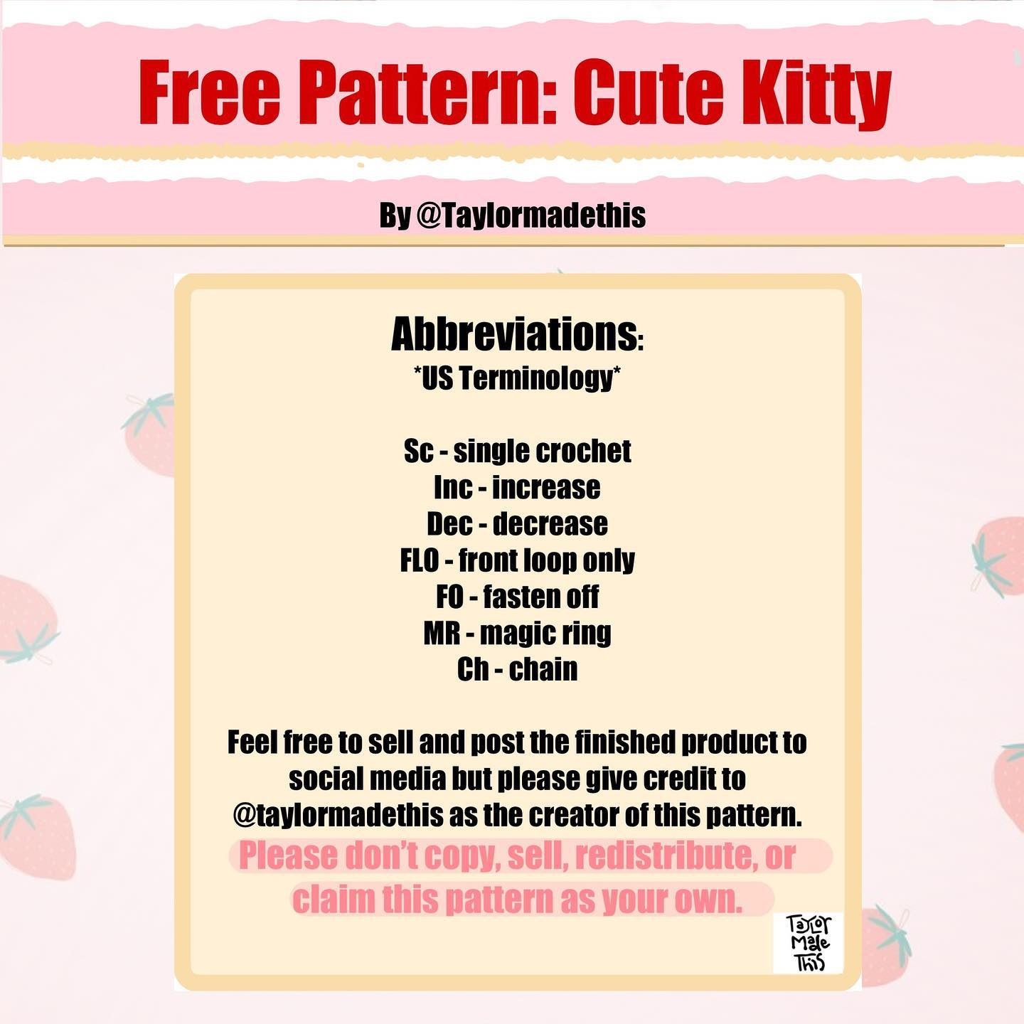 Free Crochet Pattern for Cute White Cat Amigurumi