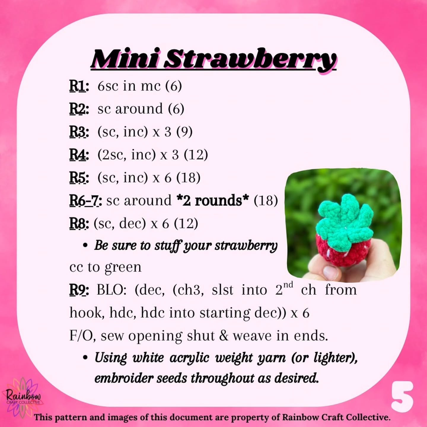 Free Crochet Pattern for Mini Strawberry Design