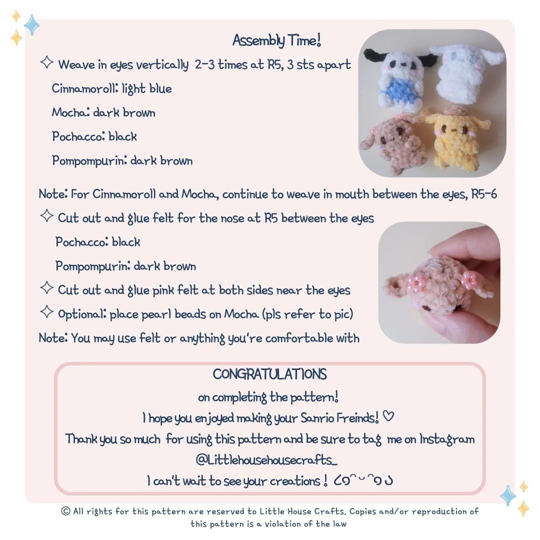 Free Crochet Pattern for No-Sew Sanrio Friends