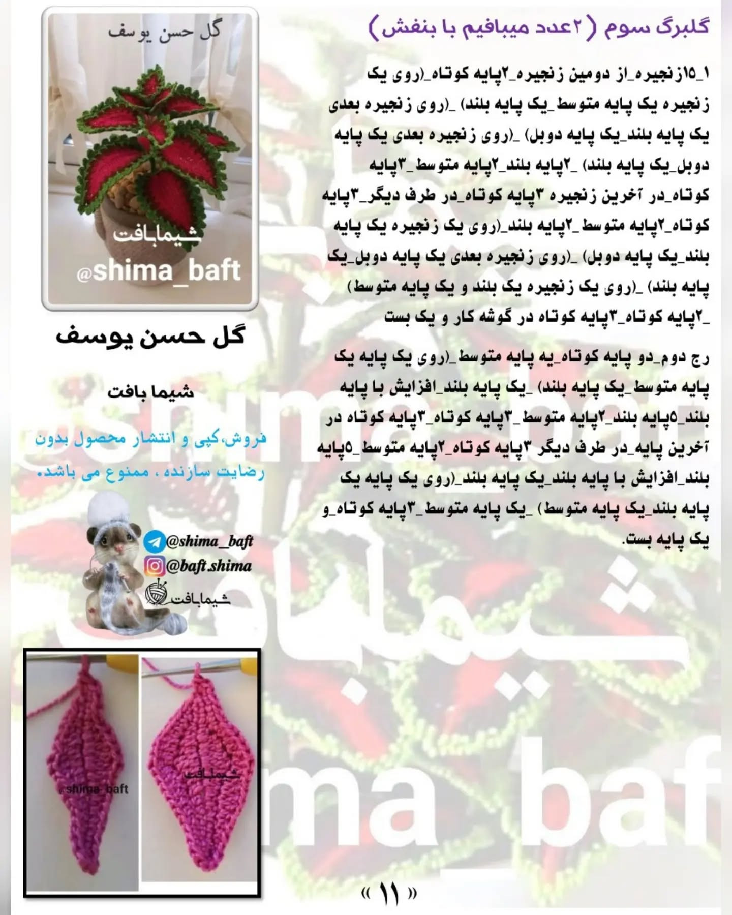 گل حسن یوسف قلاب‌بافی زیبا برای تزئین خانه