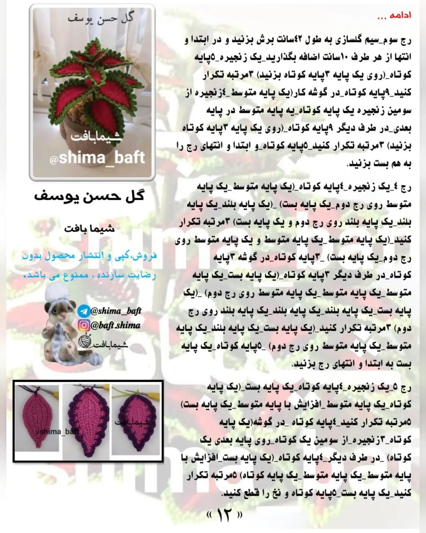 گل حسن یوسف قلاب‌بافی زیبا برای تزئین خانه
