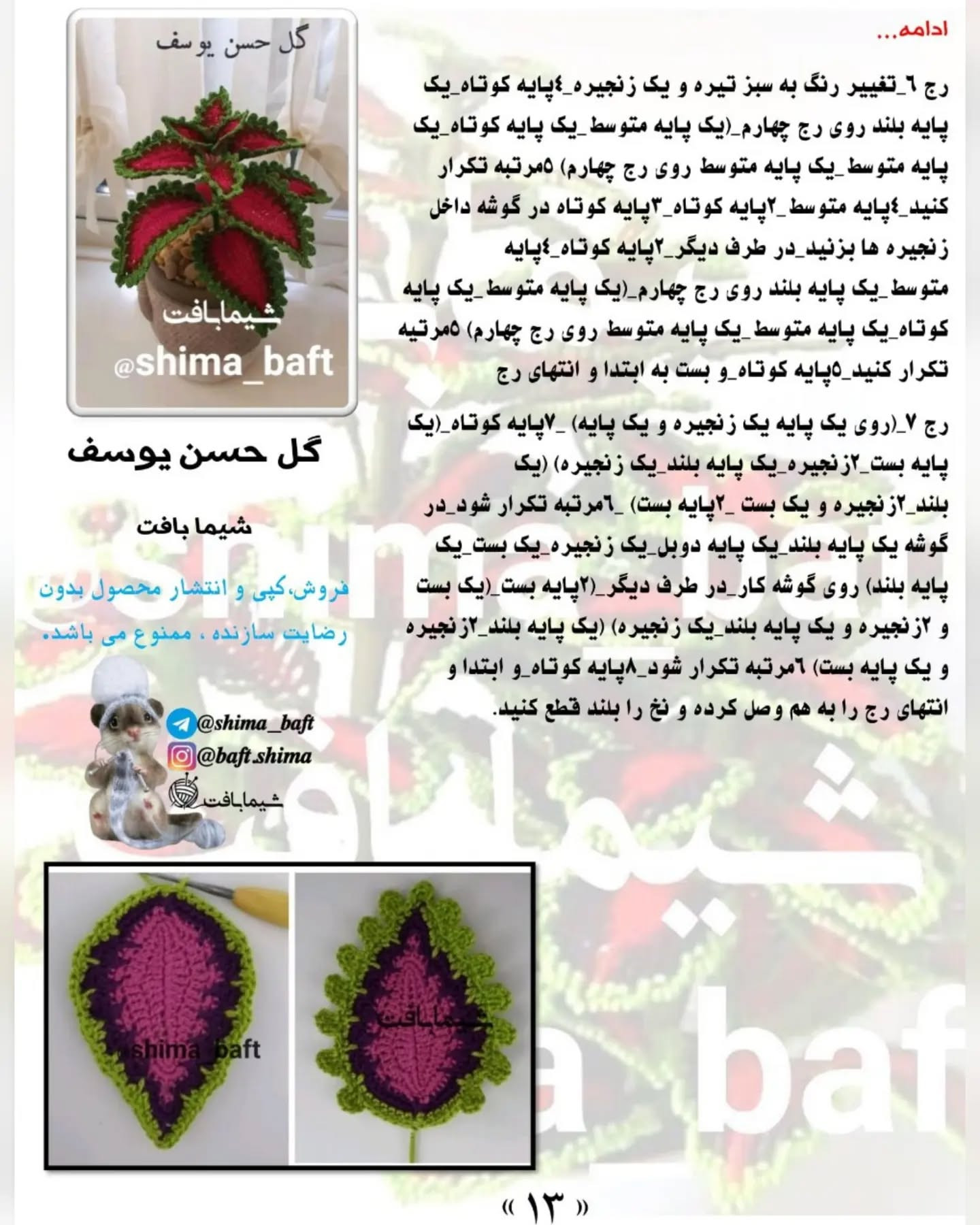 گل حسن یوسف قلاب‌بافی زیبا برای تزئین خانه