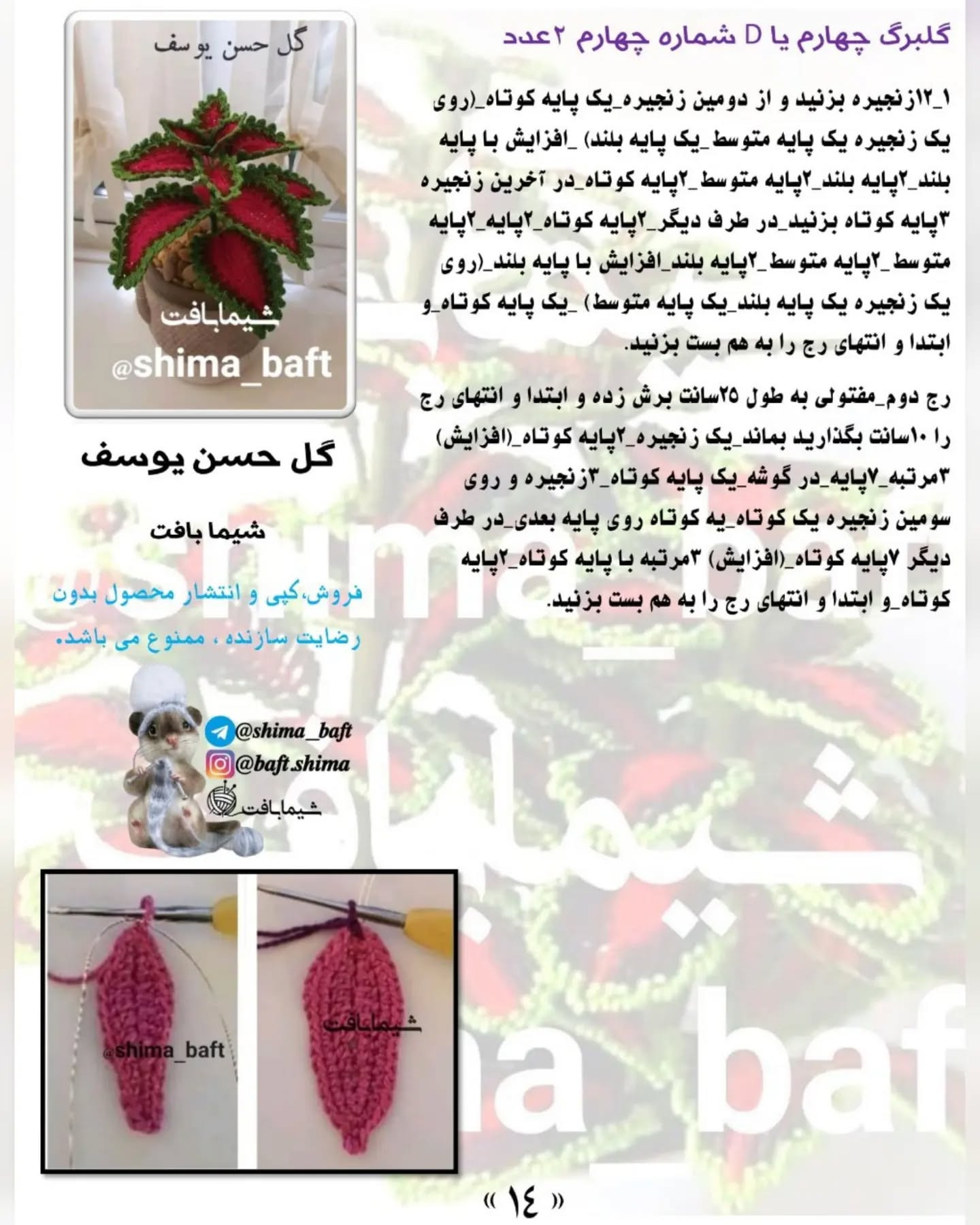 گل حسن یوسف قلاب‌بافی زیبا برای تزئین خانه