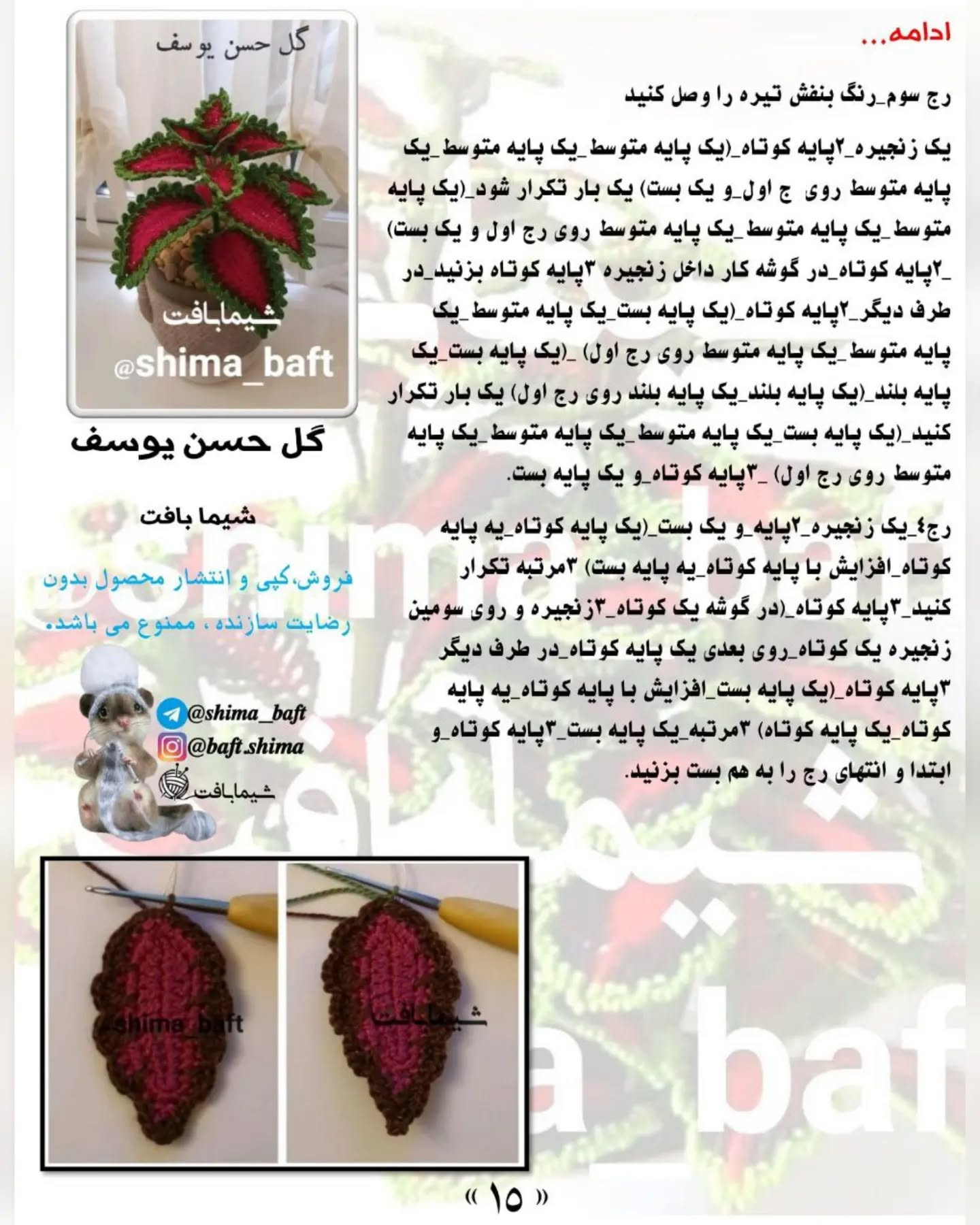 گل حسن یوسف قلاب‌بافی زیبا برای تزئین خانه