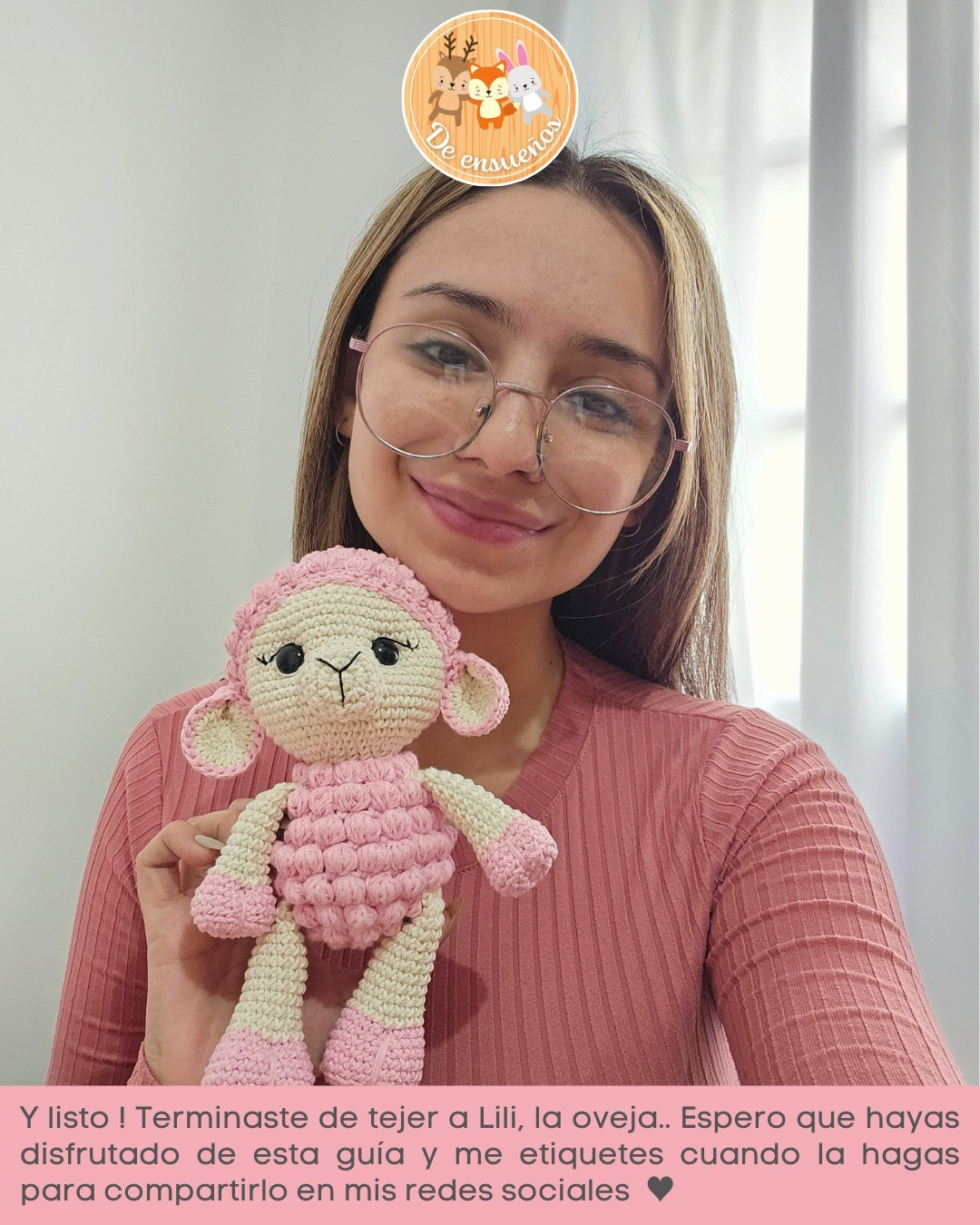 Guía para tejer el adorable amigurumi de oveja Lili, fácil y gratuito.