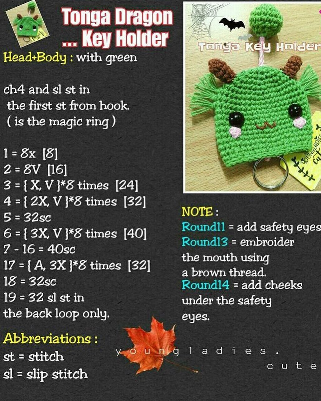 Halloween Crochet Keychain Pattern: Cute Green Monster Design