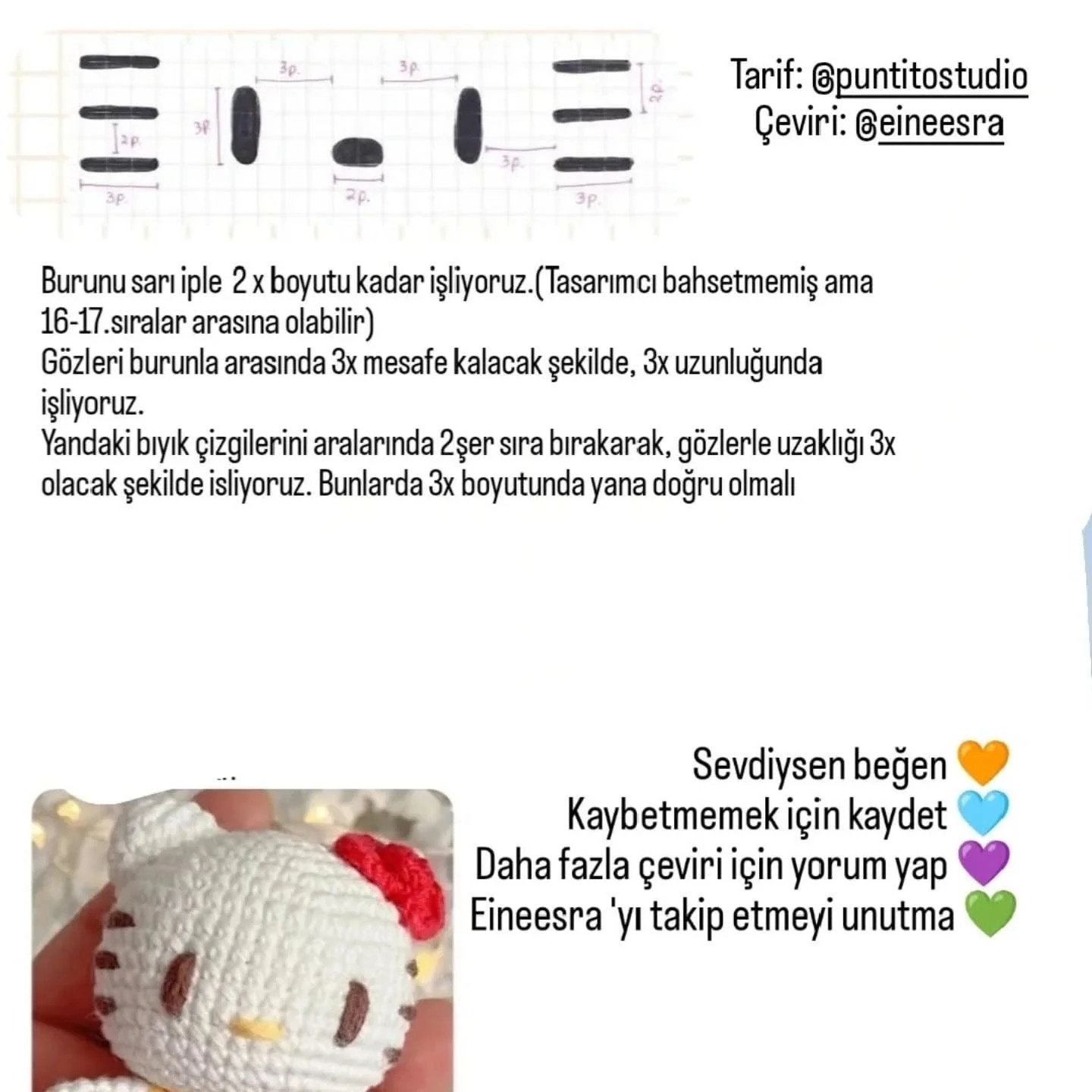 Hello Kitty Amigurumi Tarifi: Adım Adım Kolayca Örgü Yapın