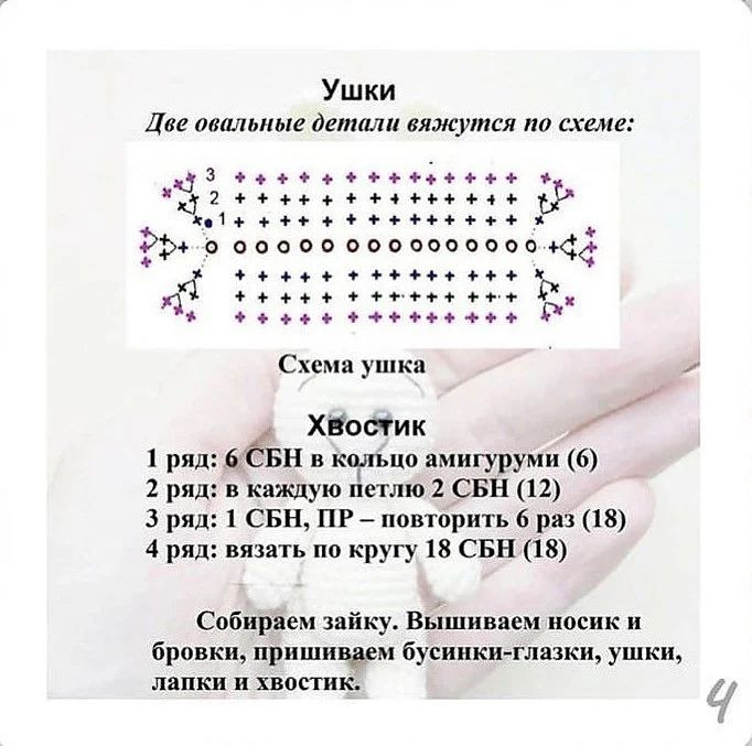 Изучите, как связать разноцветных вязаных кроликов шаг за шагом