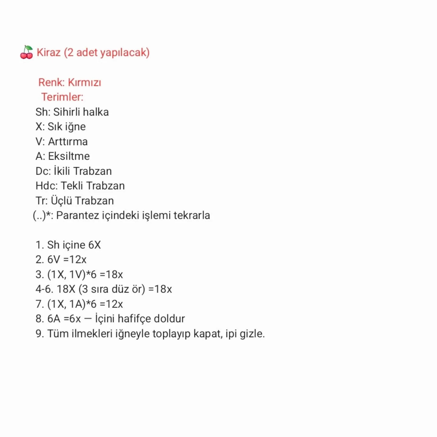 Kiraz Desenli Anahtarlık ve Çanta Süsleme Tarifi