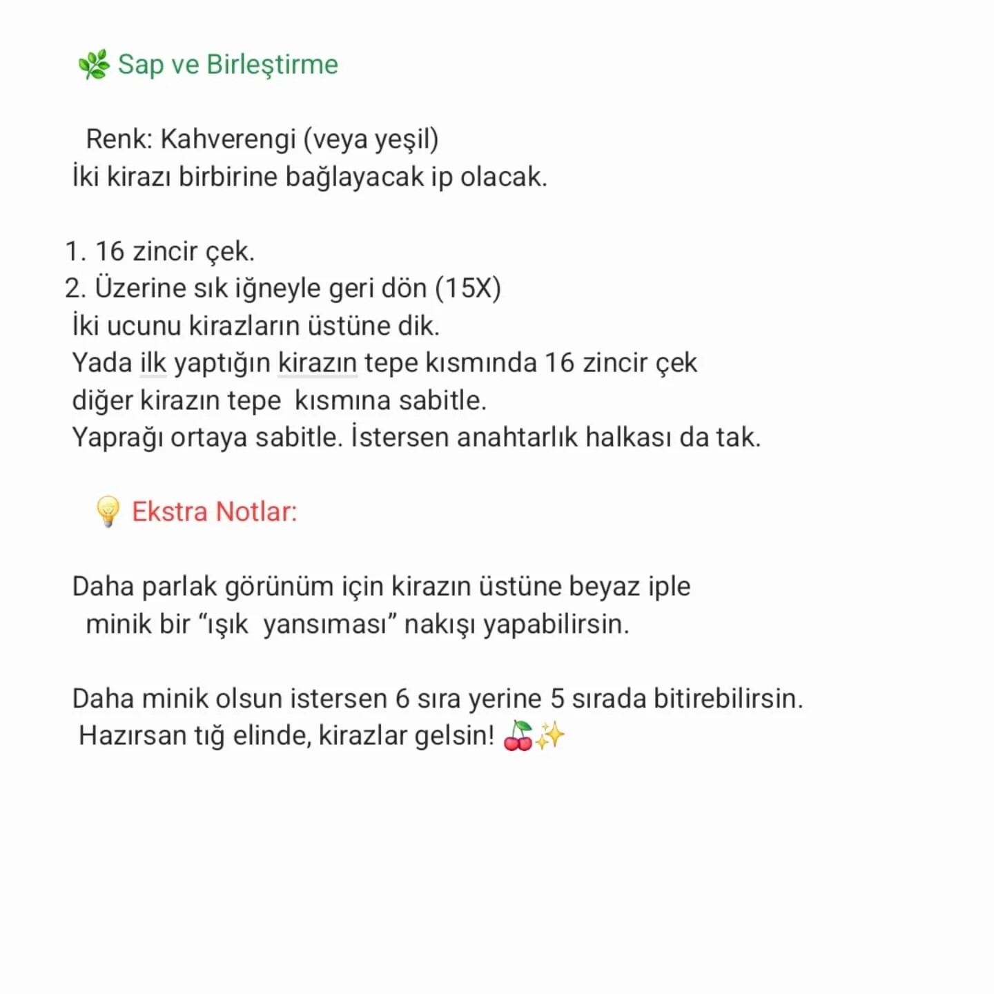 Kiraz Desenli Anahtarlık ve Çanta Süsleme Tarifi
