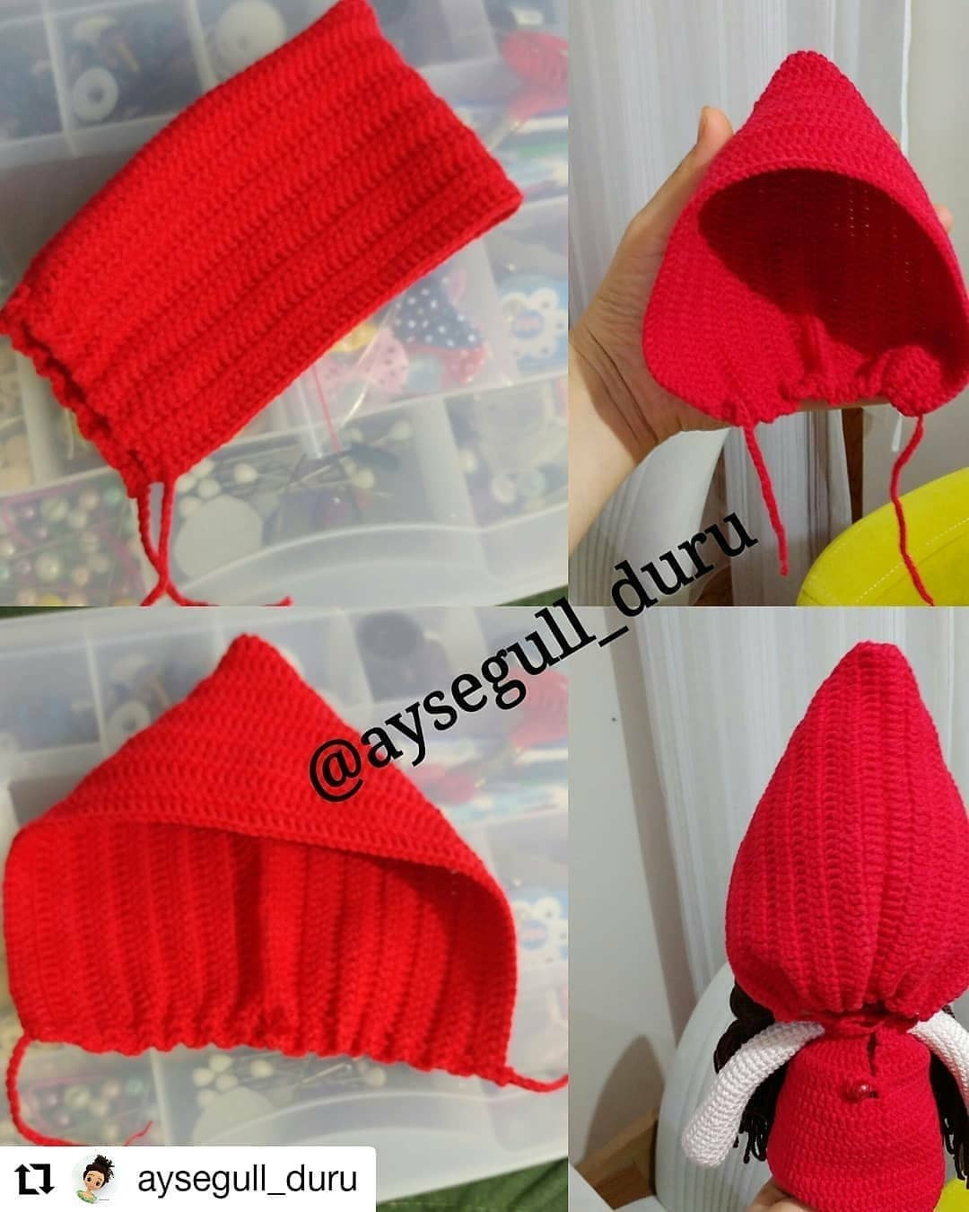Kırmızı Başlıklı Kız Amigurumi Oyuncak Bebek Tarifi