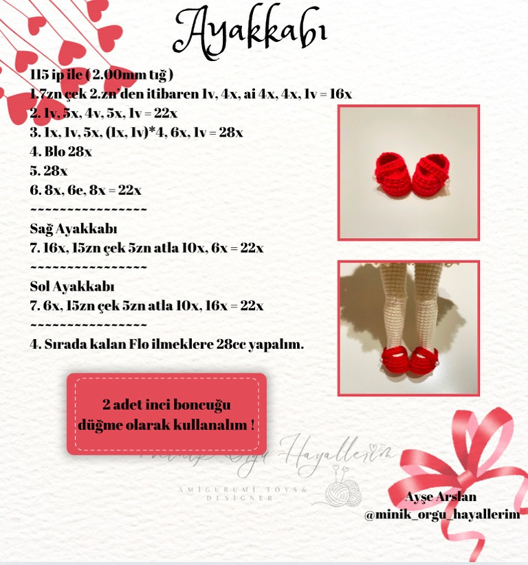 Kırmızı Fiyonklu Amigurumi Bebek ve Çiçek Buketi