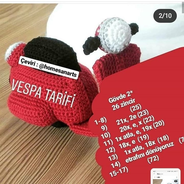 Kırmızı Örgü Scooter: Eğlenceli ve Yaratıcı Bir Amigurumi Projesi
