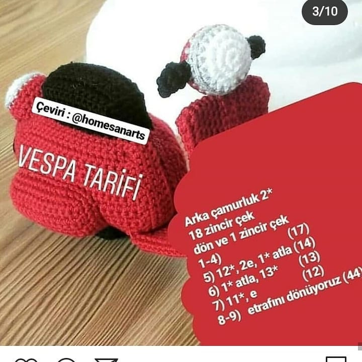 Kırmızı Örgü Scooter: Eğlenceli ve Yaratıcı Bir Amigurumi Projesi