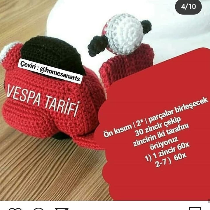 Kırmızı Örgü Scooter: Eğlenceli ve Yaratıcı Bir Amigurumi Projesi