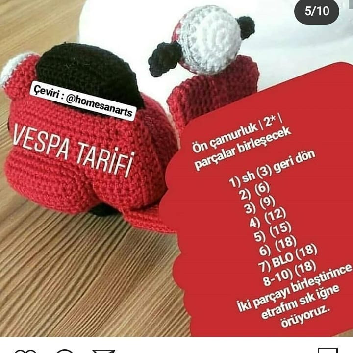 Kırmızı Örgü Scooter: Eğlenceli ve Yaratıcı Bir Amigurumi Projesi