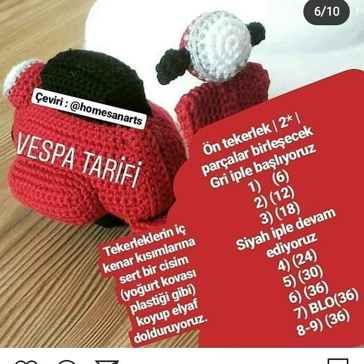 Kırmızı Örgü Scooter: Eğlenceli ve Yaratıcı Bir Amigurumi Projesi
