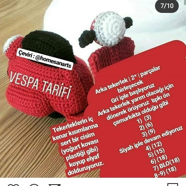 Kırmızı Örgü Scooter: Eğlenceli ve Yaratıcı Bir Amigurumi Projesi