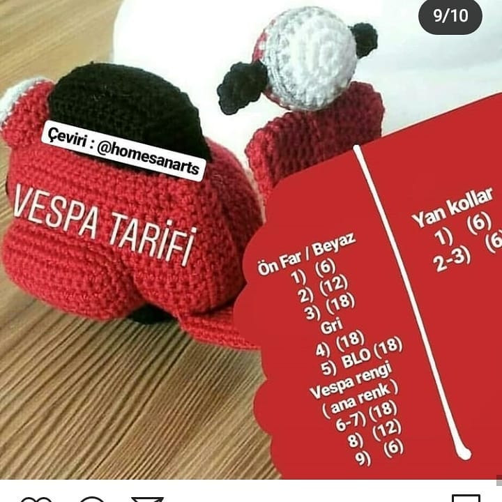 Kırmızı Örgü Scooter: Eğlenceli ve Yaratıcı Bir Amigurumi Projesi