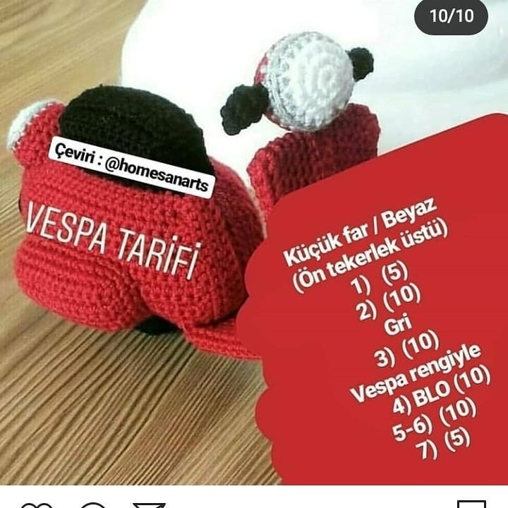 Kırmızı Örgü Scooter: Eğlenceli ve Yaratıcı Bir Amigurumi Projesi