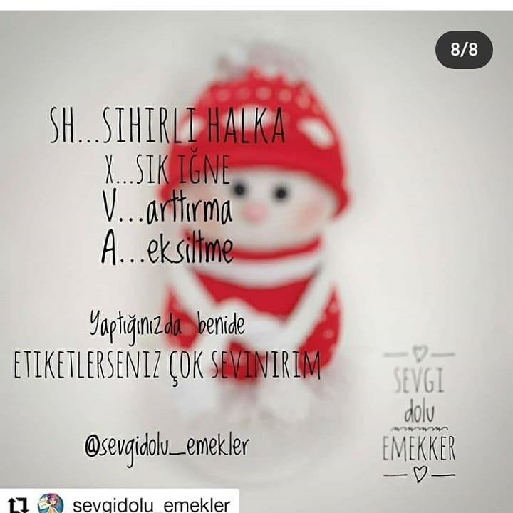 Kırmızı Şapkalı Amigurumi Bebek Yapım Şeması