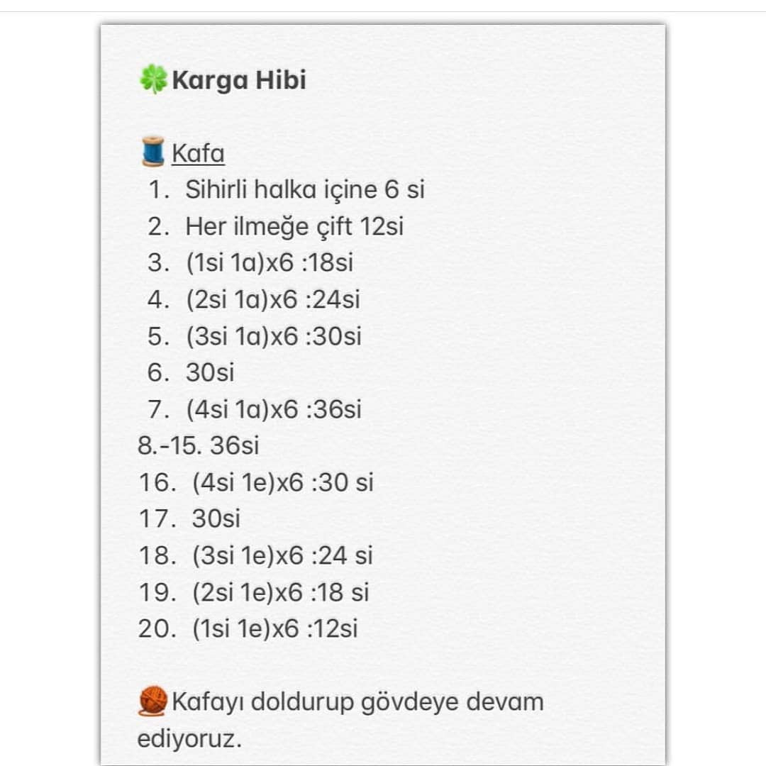 Kroşe ile Örülen Şapkalı Sevimli Karga Tarifi