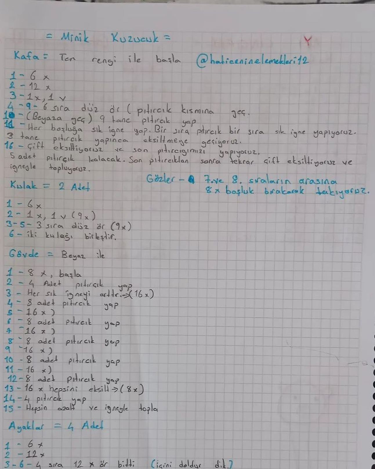 Küçük kuzucuk yapımı için ücretsiz örgü tarifi
