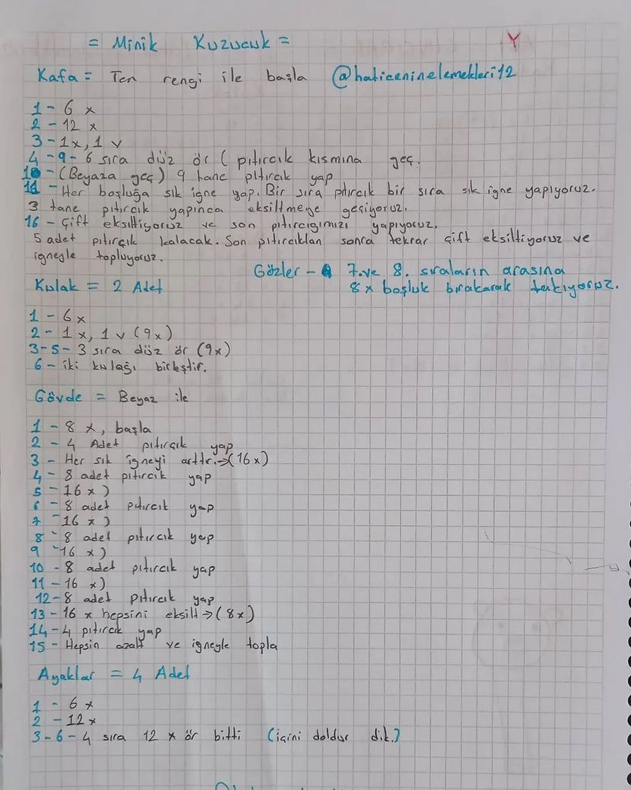 Küçük kuzucuk yapımı için ücretsiz örgü tarifi