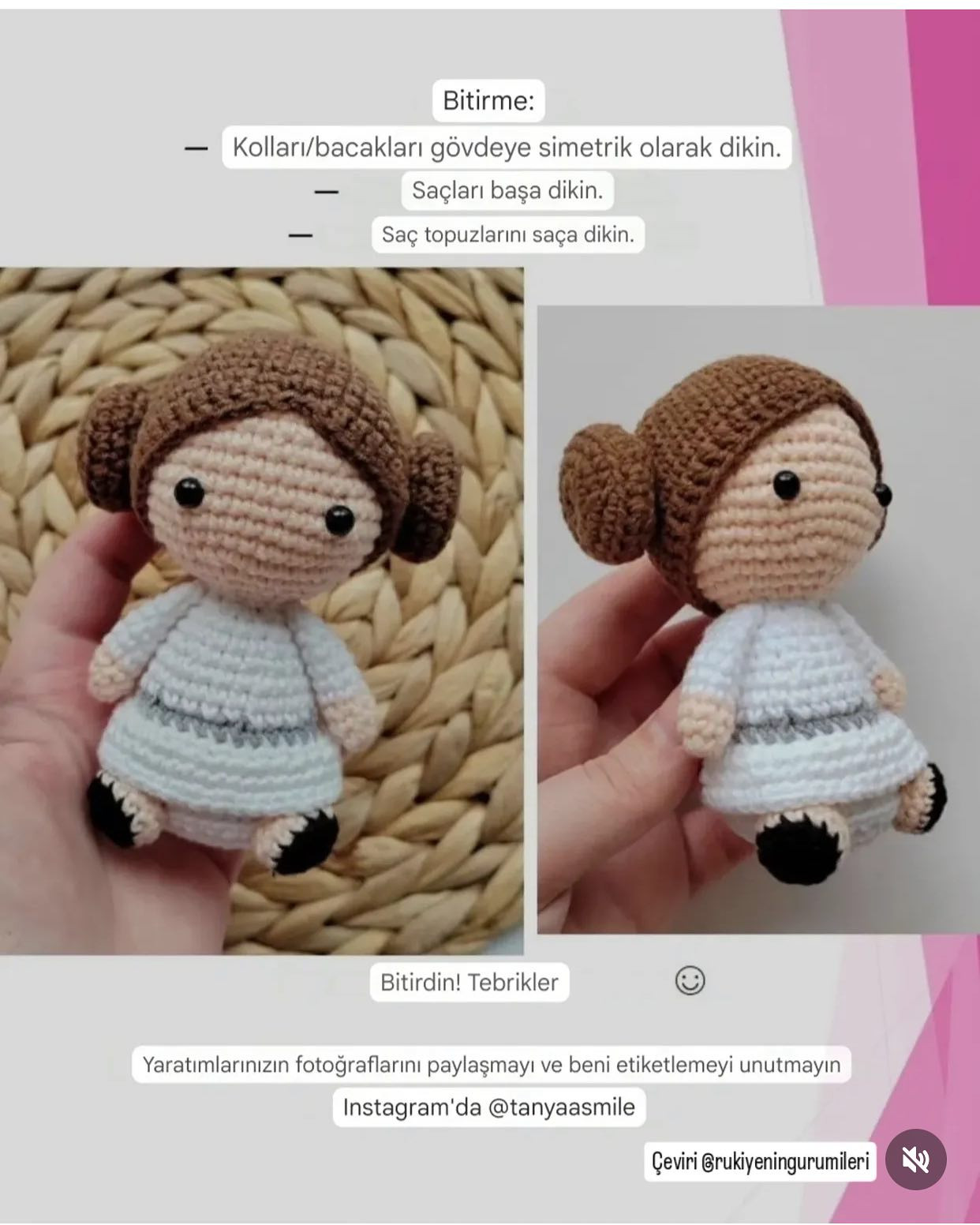 "Küçük Leia: Ücretsiz Amigurumi Örgü Tarifi"