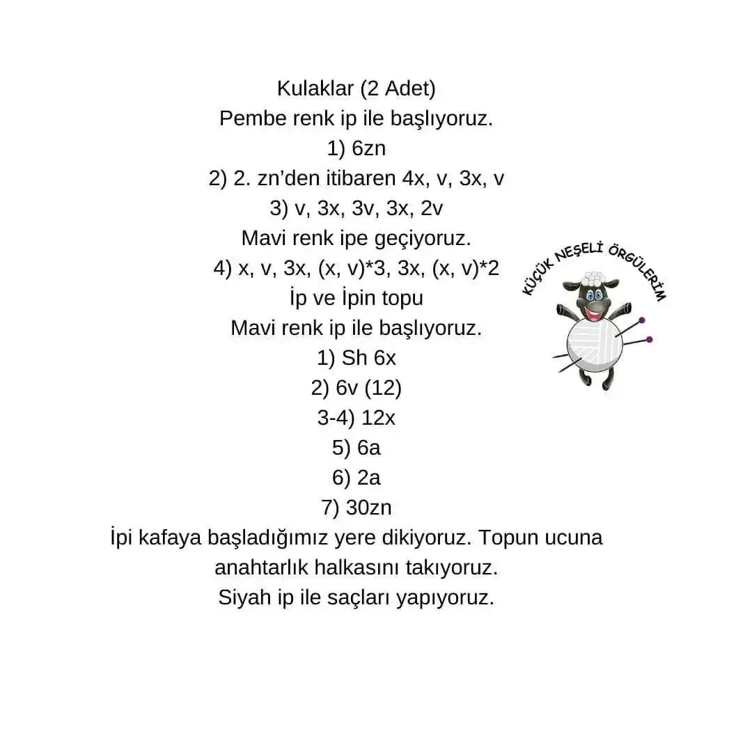 Küçük Sevimli Hayvan Şeklinde Anahtarlık Tığ İşi Modeli