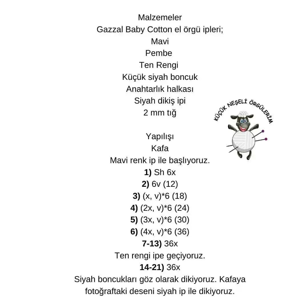 Küçük Sevimli Hayvan Şeklinde Anahtarlık Tığ İşi Modeli