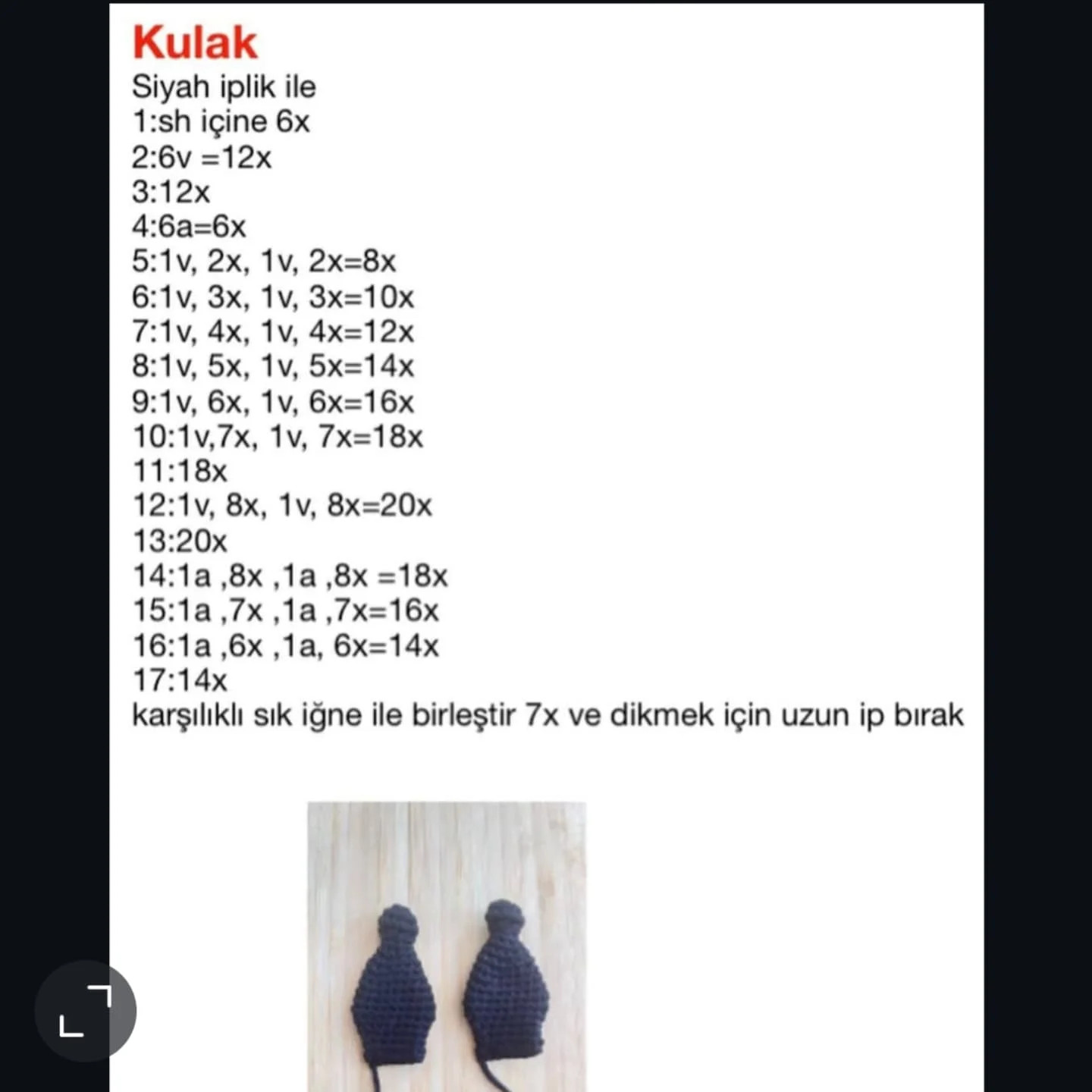 Kuromi Bebek İçin Sevimli Amigurumi Örgü Modeli