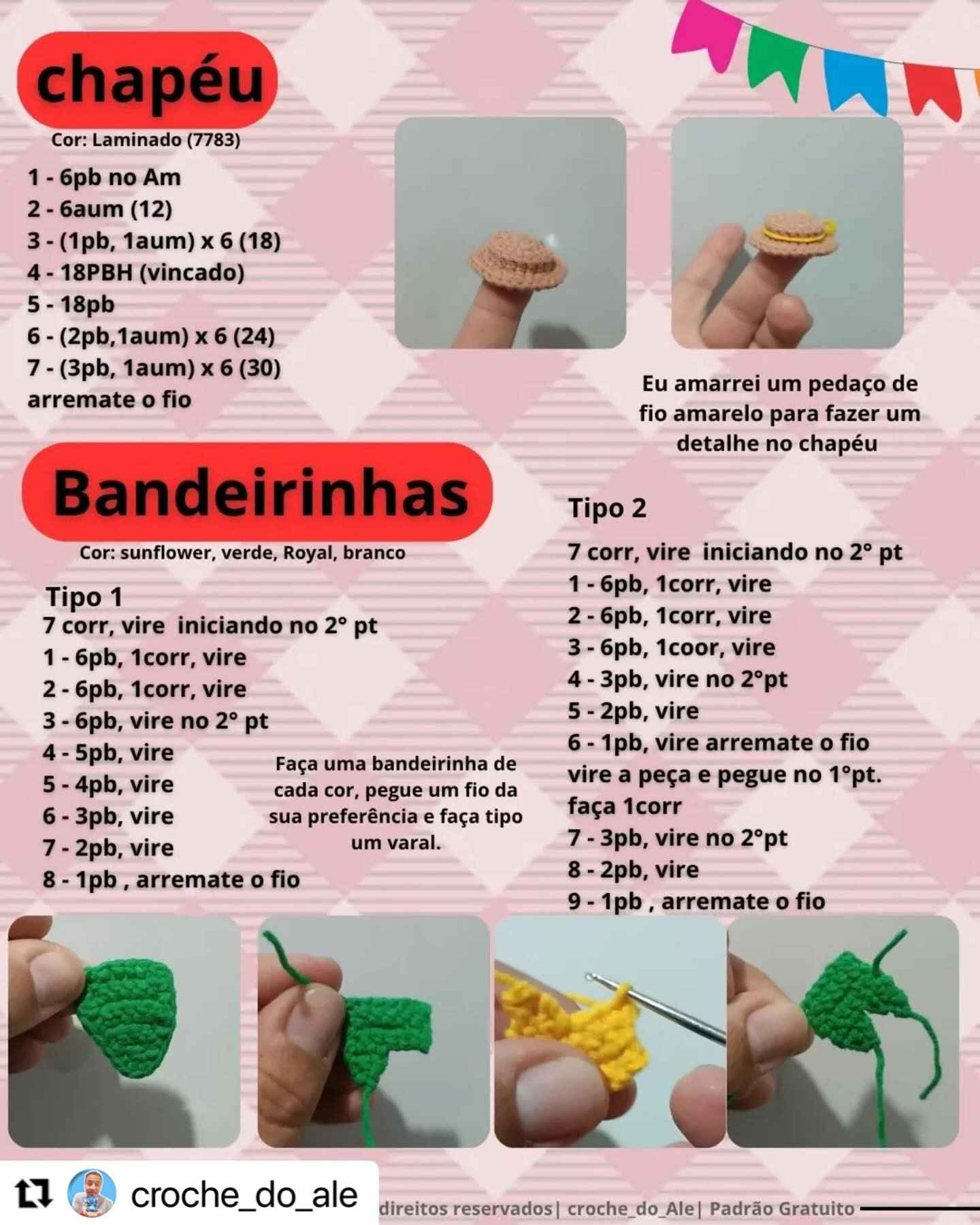 Maçã do Amor Junina: Padrão de Crochê com Bandeirinhas Coloridas